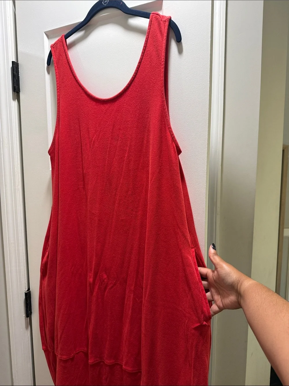 Free People Red Perth Barrel Tee Midi Dress, size Medium - Picture 4 of 8